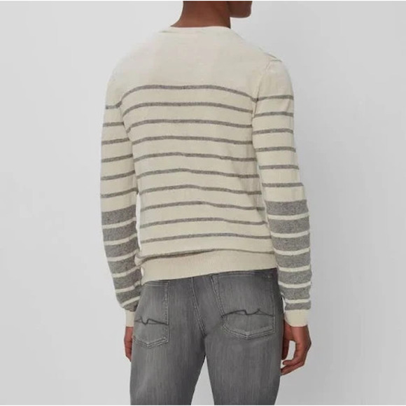 7 For All Mankind Normandy Store Crewneck Sweater Men's XL Oatmeal Storm - Picture 2 of 10